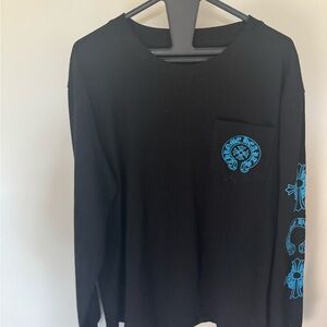 Men's Black Shirt with Blue Accents